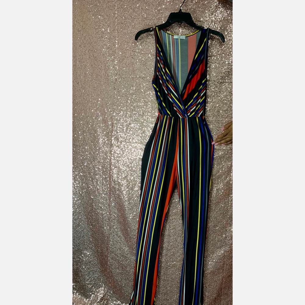 Multi Colored V-Cut Jumpsuit